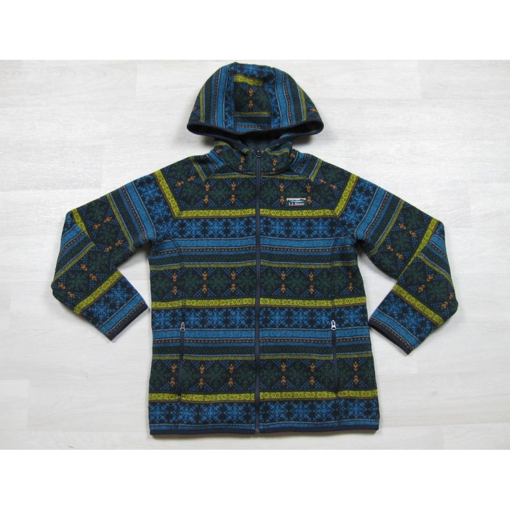 LL Bean Mountain Classic Fleece Hoodie Women's (XS) Jacket Geometric Outdoor